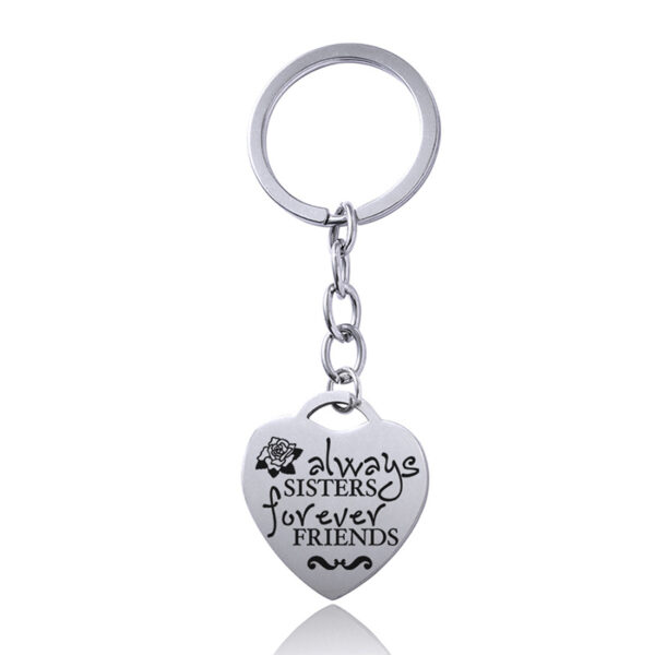 Stainless Steel Heart Sisters Best Friends Inspirational Keychains - Image 9
