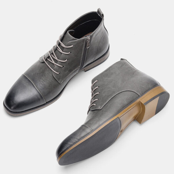 Plus Size Men's Chelsea Boots Inside Zipper Leather Boots - Image 8