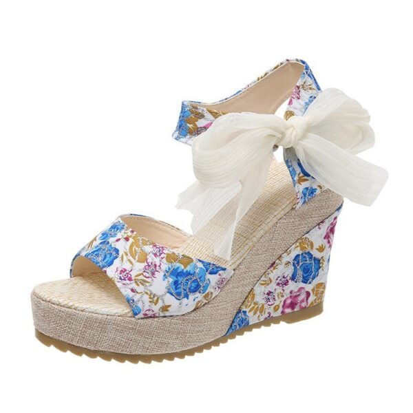 Women's Denim Cross Buckle Sandals - Image 3