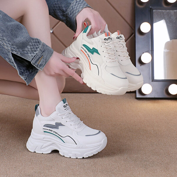 Height Increasing Insole Breathable White Shoes - Image 3