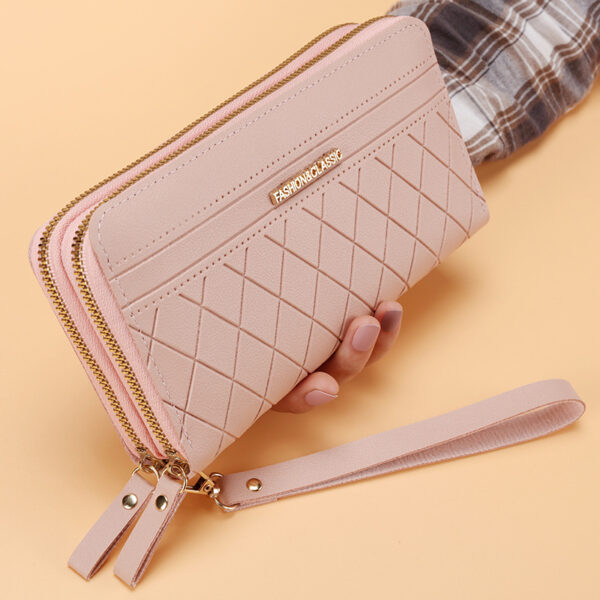 Women's Simple Double Zipper Multiple Card Slots Long Wallet - Image 3