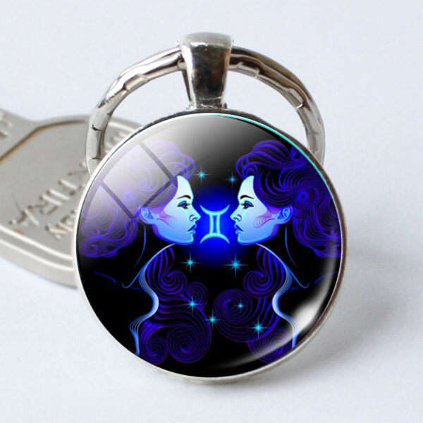 Twelve Constellation Time Stone Metal Keychains - Image 8