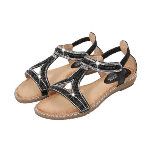 Bohemian Style Women's Shoes Hollow Out Flat Rhinestone Sandals