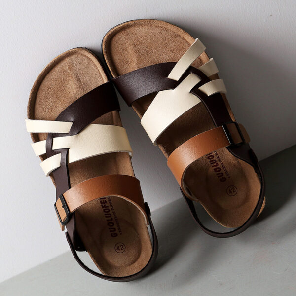 Men's Simple Hollow-out Flat Cork Slippers - Image 3