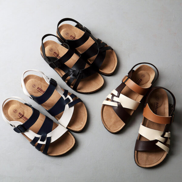 Men's Simple Hollow-out Flat Cork Slippers - Image 7