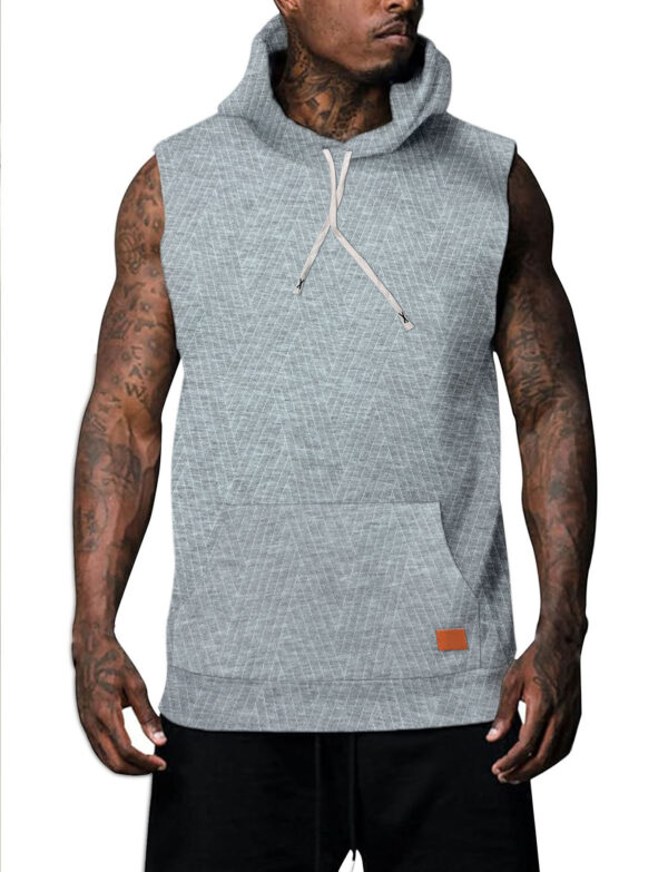Sleeveless Vest Top Men's Waistcoat Hooded - Image 7