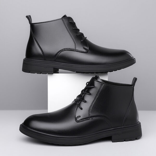 Retro Lace Up Denim Trendy Mid-length Warm Non-slip Men's Martin Boots - Image 6