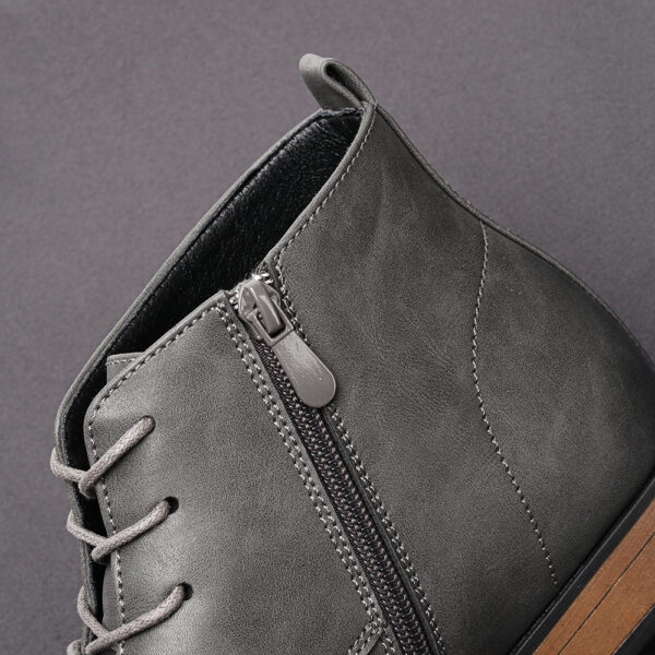 Plus Size Men's Chelsea Boots Inside Zipper Leather Boots - Image 10