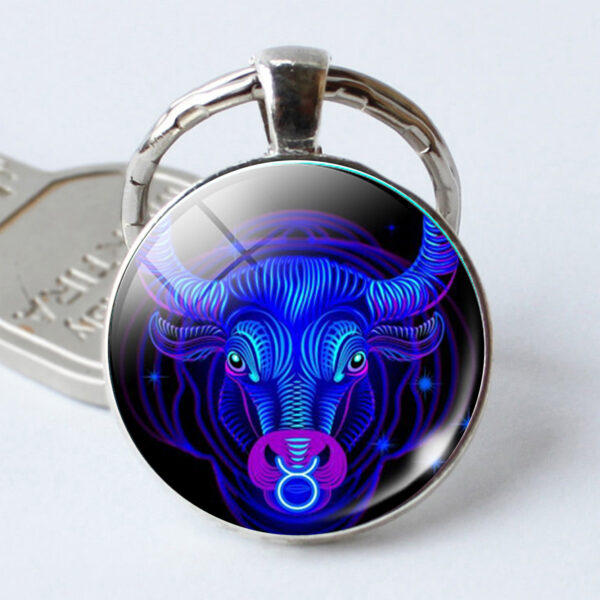 Twelve Constellation Time Stone Metal Keychains - Image 9