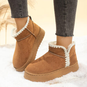 Snow Boots For Women Short Tube Velvet Insulated Cotton-padded Shoes