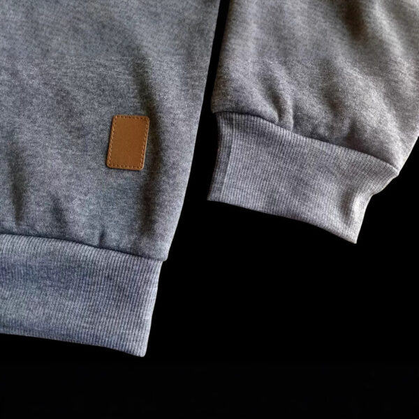Men's Stand Collar Half Zip Long-sleeved Sports Casual Solid Color Fleece Top - Image 3