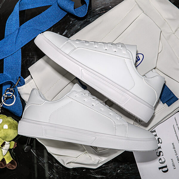Flat Bottom Comfort Board Korean Leather Casual Sneakers - Image 2
