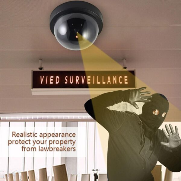 Black Plastic Smart Indoor Outdoor Dummy Home Dome Fake CCTV Security Camera With Flashing Red LED Light - Image 6