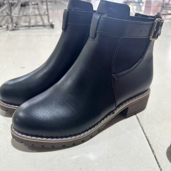Belt Buckle Decoration Round Head Ankle Boots - Image 6