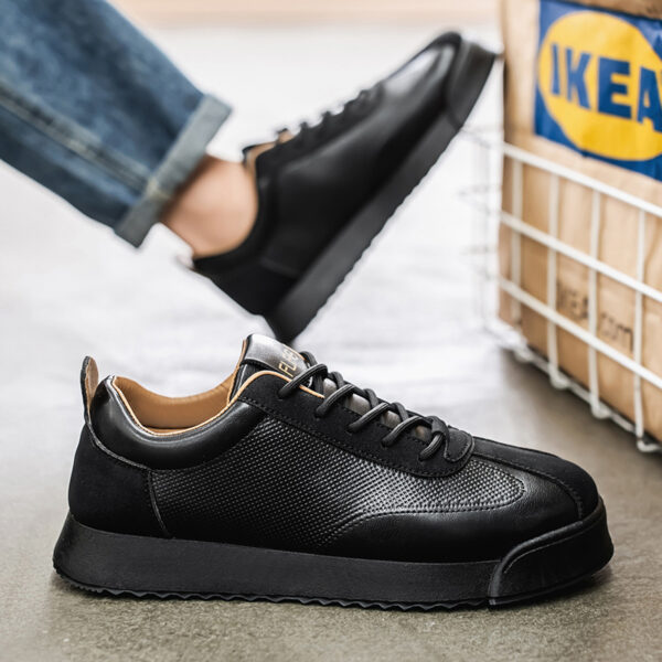 Black Work Casual Leather Shoes Low-cut - Image 2