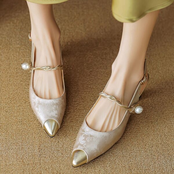 Ankle-strap Stilettos Sandals Pointed Toe Mid Heel Women's Summer - Image 7