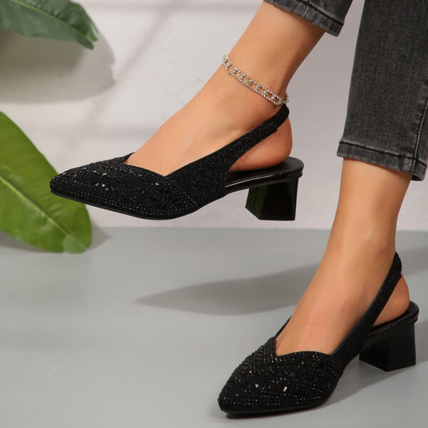 Women's Plus Size Rhinestone Pointed Toe Low Heel Shoes - Image 2