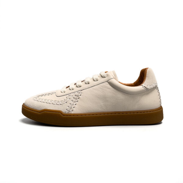 Baseball Low-cut Genuine Leather Sneakers Men's White Shoes - Image 2