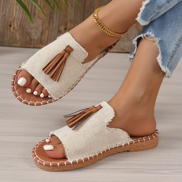 Women's Tassel Decorated Flat Sandals - Image 8