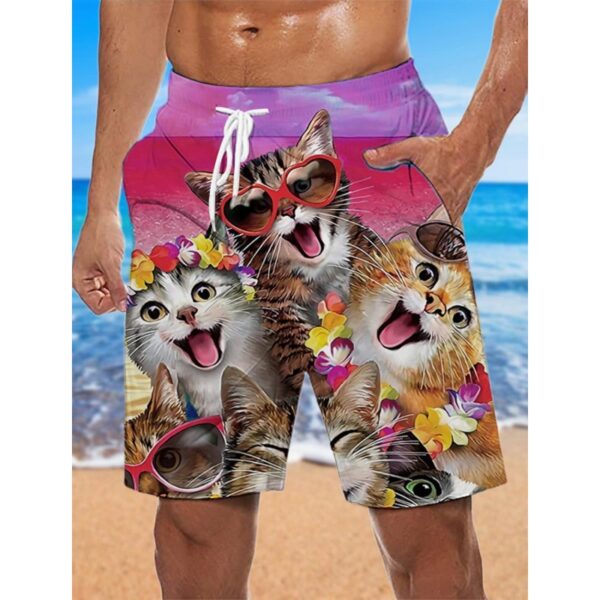 Men's 3D Printing Smoke Pattern Loose Beach Pants - Image 9