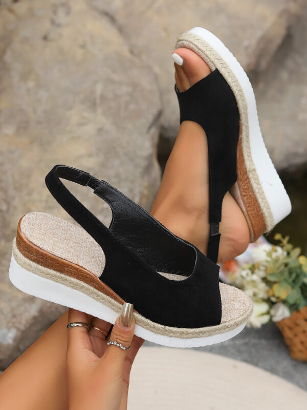 Sandals Plus Size Hemp Rope Cross Wedge Casual Sandals Women's Shoes - Image 2