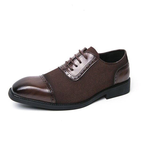 Men's Thick-soled Raised Round Toe Lace-up Business Leather Shoes - Image 3