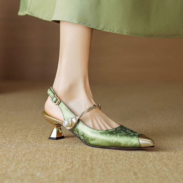 Ankle-strap Stilettos Sandals Pointed Toe Mid Heel Women's Summer - Image 2