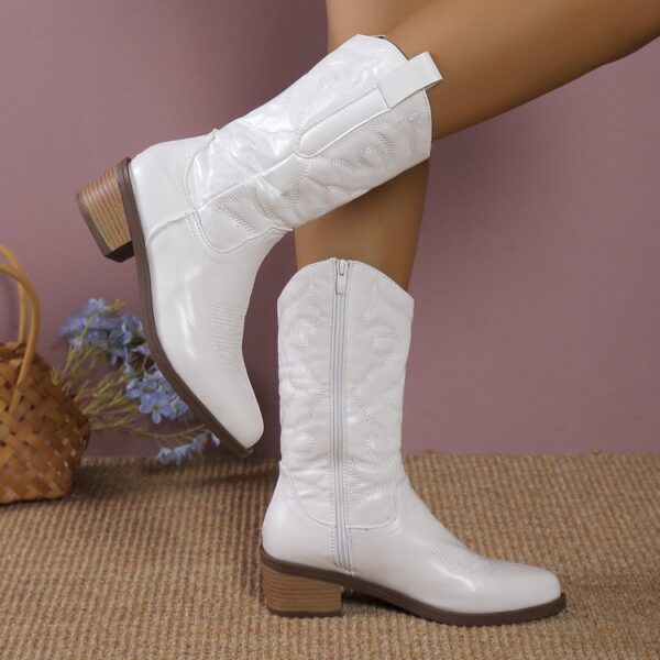 Mid-calf Solid Color Pointed Martin Boots - Image 4