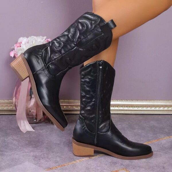Mid-calf Solid Color Pointed Martin Boots - Image 5