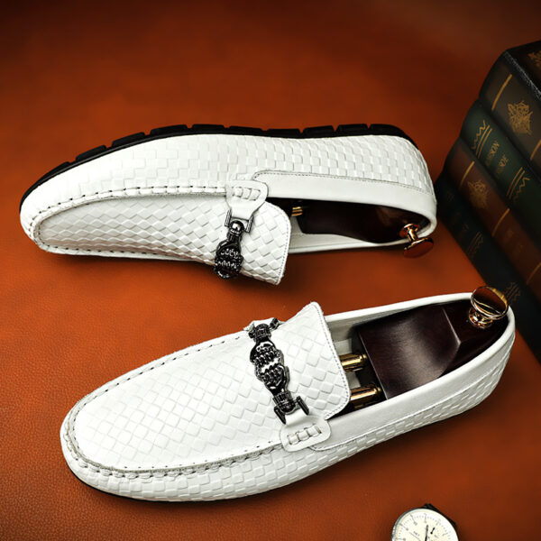 Spring And Summer White Lazy Doug Shoes Men's British Casual Leather Shoes - Image 4