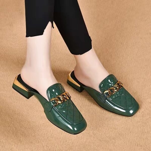 Women's Spring And Summer New Women's Shoes Mid Heel Toe Box Slippers - Image 4