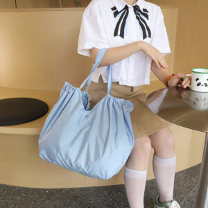 Solid Color Large Capacity Folding Shopping Bag Environmental Protection Portable