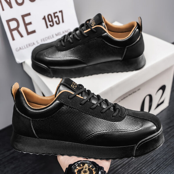 Black Work Casual Leather Shoes Low-cut - Image 5