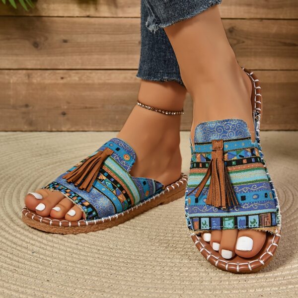 Women's Tassel Decorated Flat Sandals - Image 3
