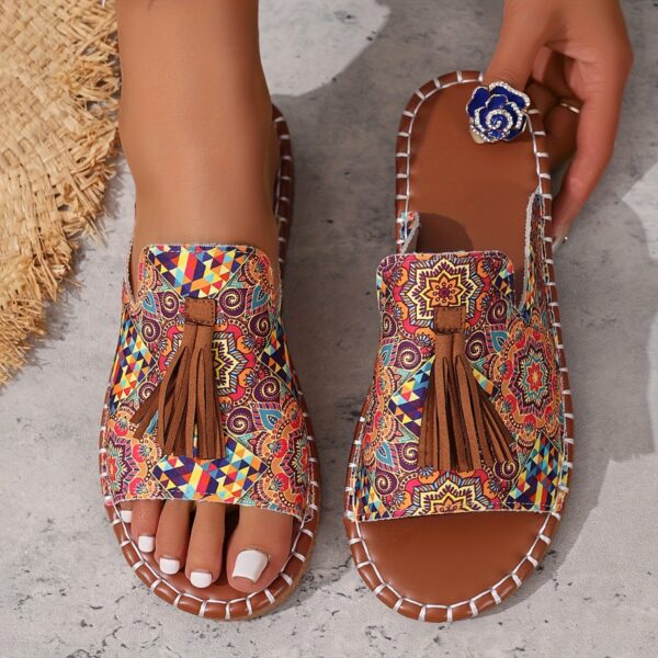 Women's Tassel Decorated Flat Sandals - Image 6