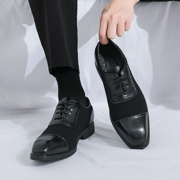 Men's Thick-soled Raised Round Toe Lace-up Business Leather Shoes - Image 5