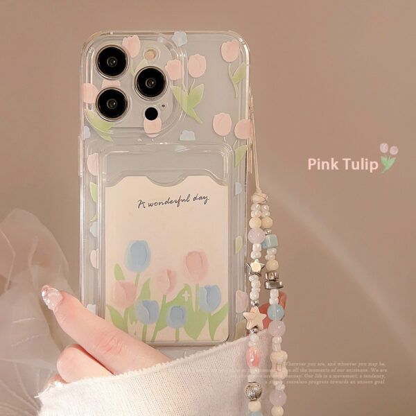 Tulip Flower Card Holder Transparent Phone Case - Image 3