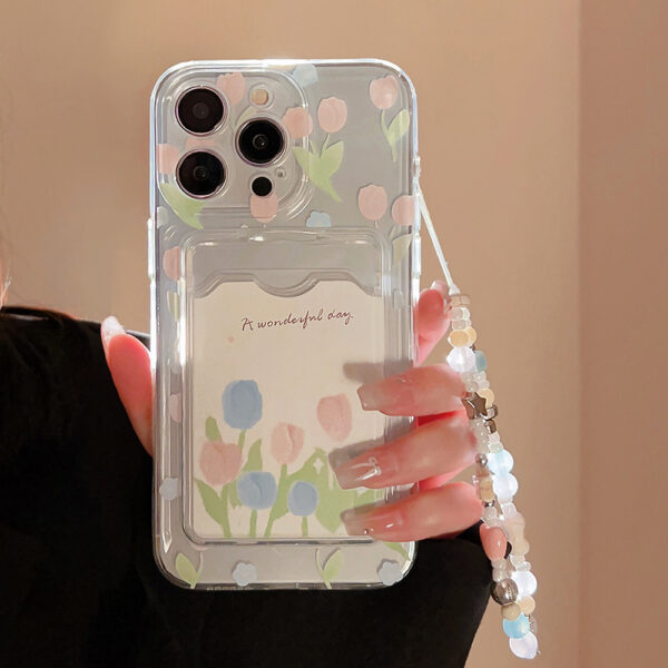 Tulip Flower Card Holder Transparent Phone Case - Image 5