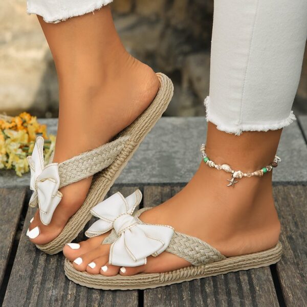 Women's Summer Imitation Straw Woven Hemp Rope Pattern Non-slip Slippers - Image 4