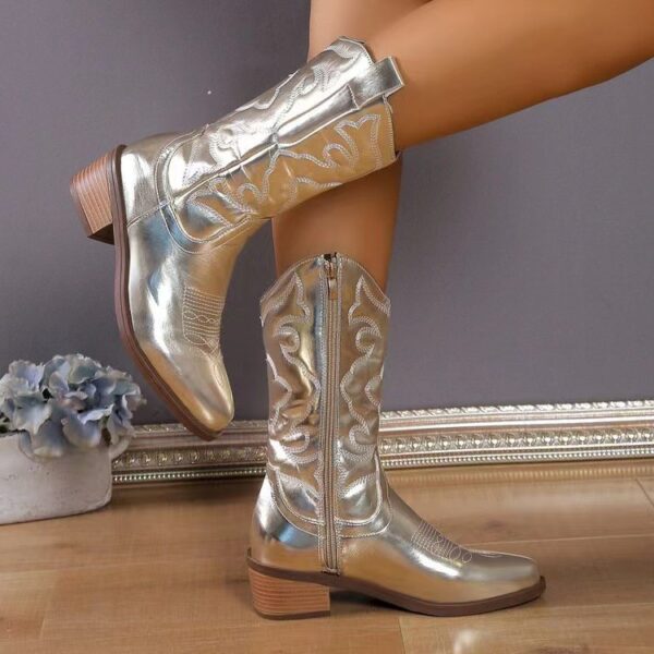 Mid-calf Solid Color Pointed Martin Boots - Image 6
