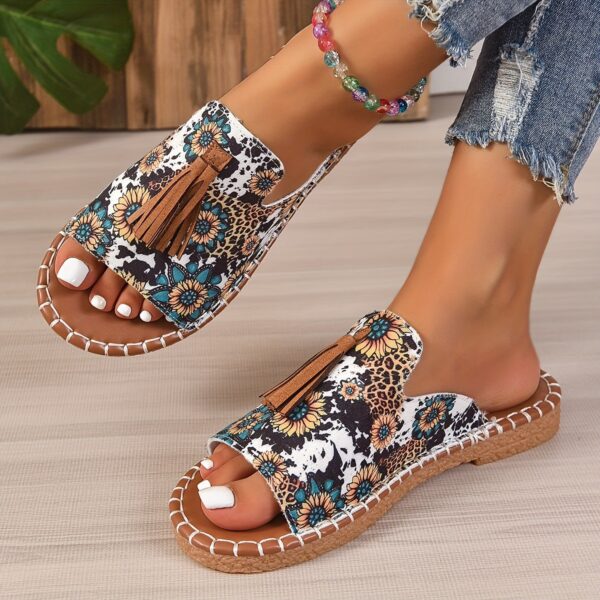 Women's Tassel Decorated Flat Sandals - Image 5