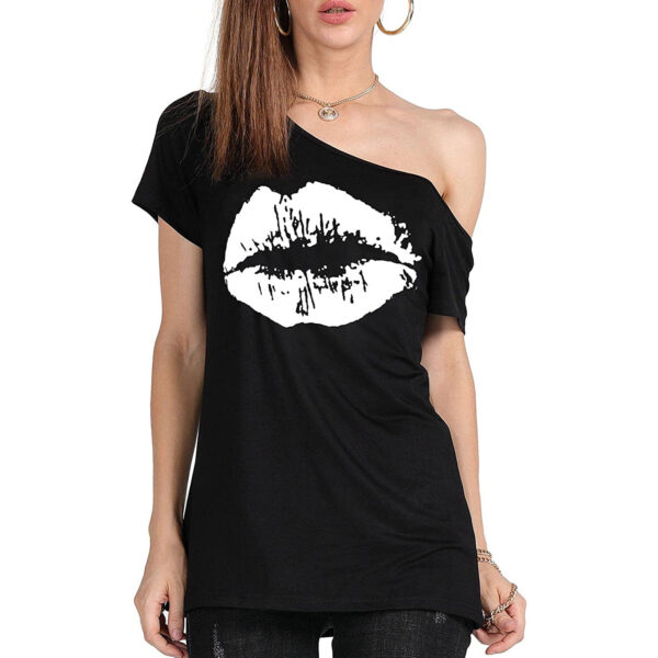 Women's Loose Shoulder Versatile Printed T-shirt - Image 5