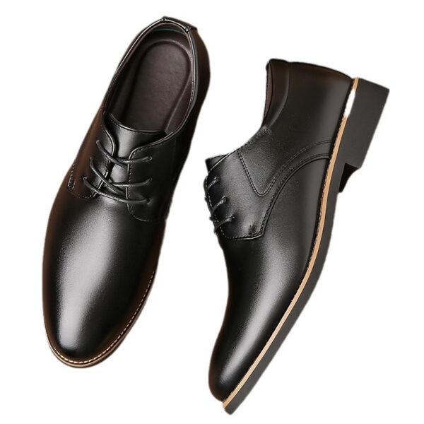 Plus Size Business Formal Wear Black Leather Shoes For Men - Image 5