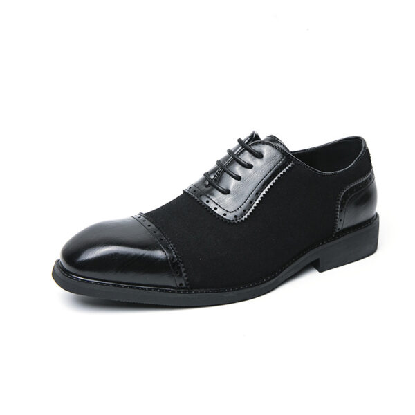 Men's Thick-soled Raised Round Toe Lace-up Business Leather Shoes - Image 4