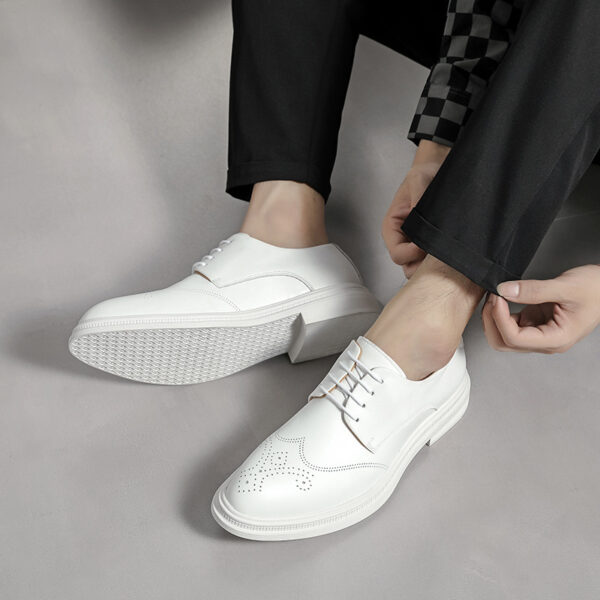 Men's Shoes British Formal Business Leather Shoes White Pointed Leather Shoes - Image 4