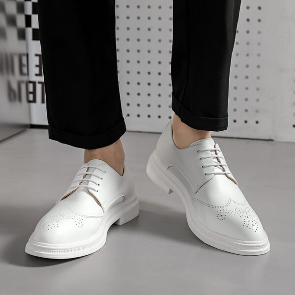 Men's Shoes British Formal Business Leather Shoes White Pointed Leather Shoes - Image 5