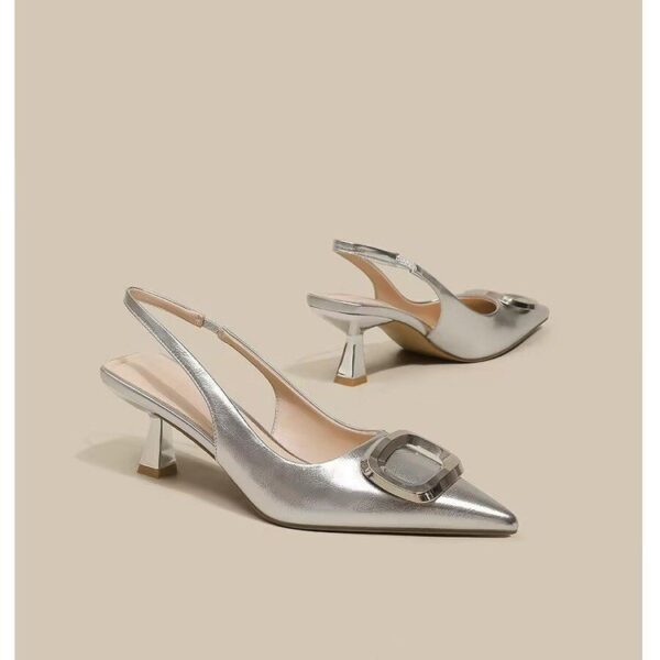 Pointed Toe Classy High Heels High-grade French Square Buckle - Image 3