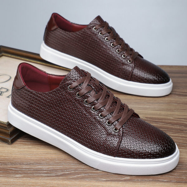 British Style Comfortable Breathable Men's Leather Shoes Low-top Flat Business - Image 3