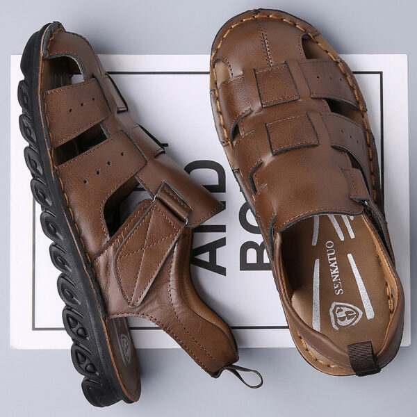 Men's Leather Sandals Soft Bottom Non-slip - Image 5
