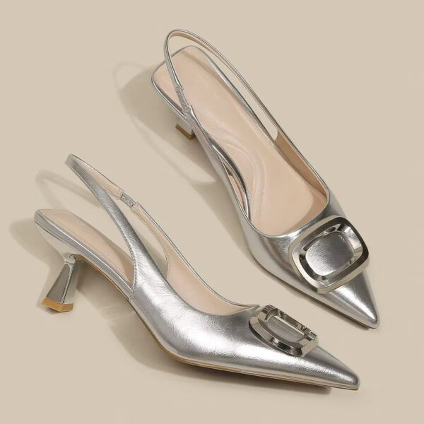 Pointed Toe Classy High Heels High-grade French Square Buckle - Image 4